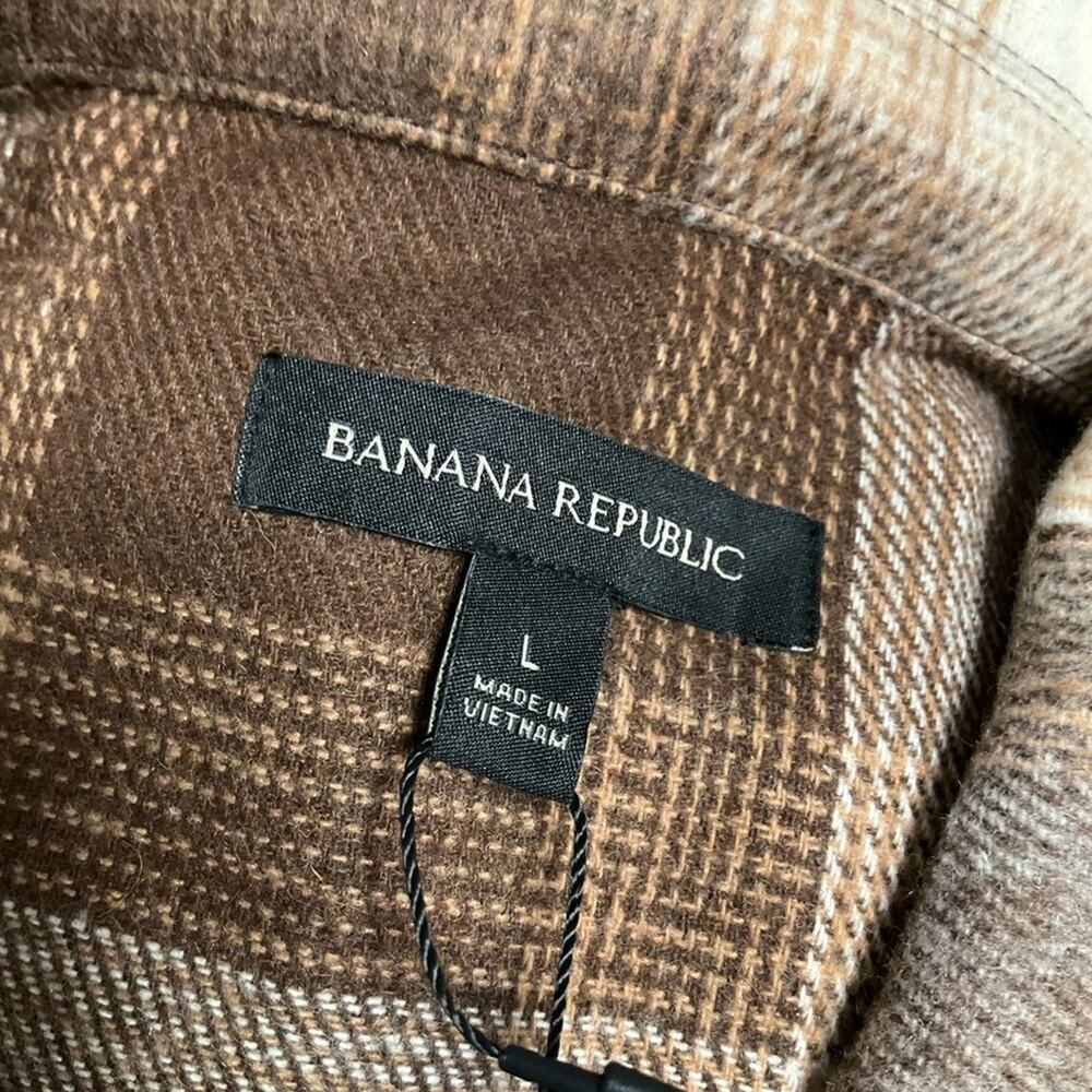 Banana Republic Women's Shirt Jacket Brown Plaid Side Pockets Size Large NWT - Picture 3 of 7